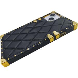 Case for iPhone 14/13 - Slim Shockproof Gold Protection Corner for Women Girls Girly, Drop Proof Anti-Scratch Protective Cover Cute Compatible with iPhone 14/13 6.1",Black