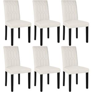 VECELO Upholstered Dining Chairs Set of 6, Modern Accent Parsons with Comfort Seat, Solid Wood Legs w/Rubber Footpads, for Living Room Kitchen, Beige