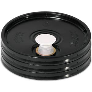 Meranti 5 Gallon Pail Lid with Pour Spout and Gasket | fits 3.5, 5, 6, 7 gallon buckets (2 Pack, Black)