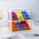 REDHUGO Glass Tea Bag Organizer for Counter, 2-Tier Teabag Organizer Storage Holder for Tea Bags, Glass Caddy Box Containers, Rack Teabag Station Stand for Cabinet Kitchen, 2-Tier, Gold