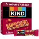 KIND Healthy Snacks Bars, Cranberry Almond, Gluten Free, High Fiber Snacks, 5g Protein, 12 Count (EXP 06/25/27)