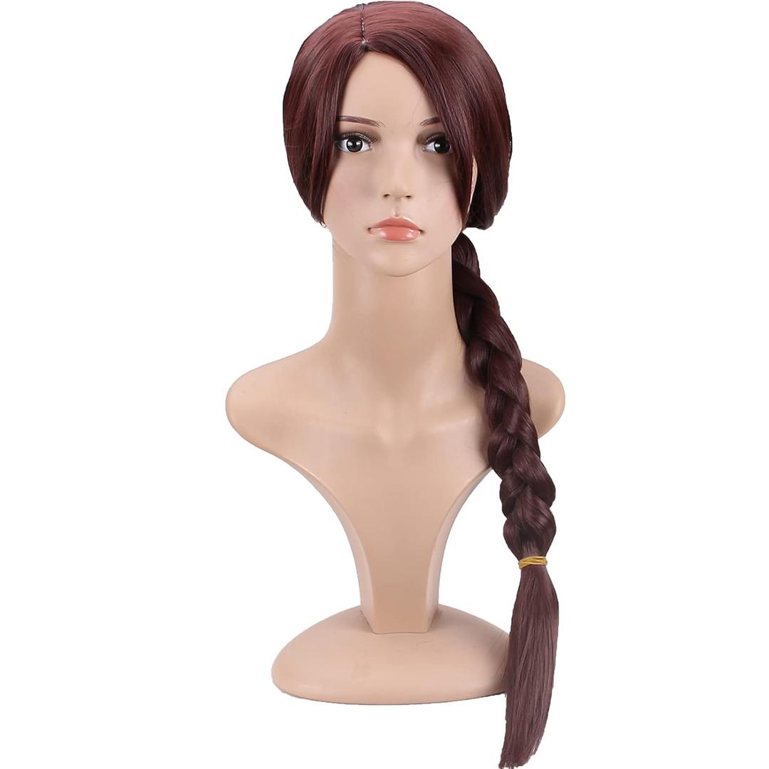 Long Brown Braid Wig Cosplay Costume Women Plait Ponytail Wigs For Christmas Halloween, 27in Length