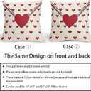 Valentines Day Pillow Covers 18x18 Inch Set of 2 Red Heart Beige Envelope Cotton Linen Decorative Throw Pillow Case Holiday Print Cushion Covers for Bedroom Sofa Living Room Chair Home Decor