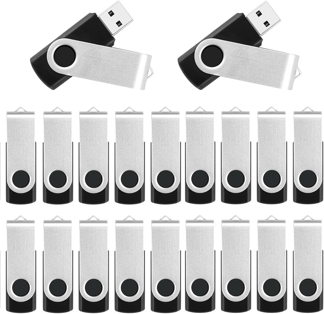 Bulk Flash Drives 2GB, 20 Pack USB Stick Flashdrive 2.0 Thumb Drive Portable Jump Drives Multipack Zip Drive, Swivel USB Storage Flash Drive Memory Photo Stick Pendrive for Data Transfer and Backup