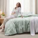 Bedsure Queen Comforter Set - Sage Green Bed Set, 3 Pieces Cute Floral Bedding, 1 Soft Reversible Botanical Flowers Comforter and 2 Pillow Shams