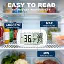 Waterproof Refrigerator Fridge Thermometer, Digital Freezer Room Thermometer, Max/Min Record Function, Large LCD Screen and Magnetic Back for Kitchen, Home, Restaurants (2 Pack)