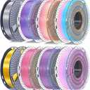 SUNLU Silk PLA+ Filament 1.75mm Multicolor 250gx8, Silky Glossy PLA Plus 3D Printer Filament Bundle, 6 Rainbow Series+Gold+Silver