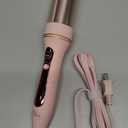 ZAVAREA Automatic Rotating Curling Iron for Long Hair - 1 Inch Curling Wand for Beach Waves & Loose Curls, Easy Hair Curler for Beginners, Anti-Scald & Frizz-Free, Dual Voltage for Travel (Pink)