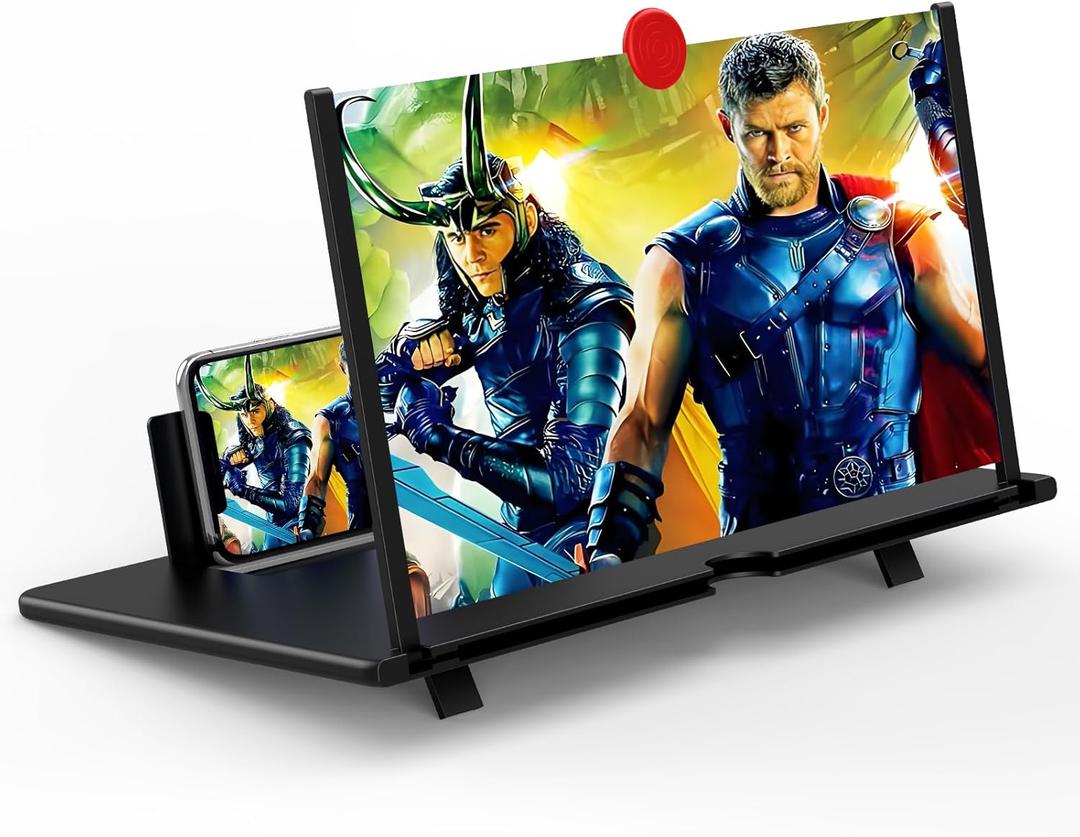 12" Screen Magnifier for Cell Phone, Mobile Phone 3D HD Magnifying Projector Screen Enlarger for Movies, Videos and Gaming, Foldable Phone Stand with Screen Amplifier, Compatible with All Phones