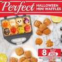 Spooky Mini Waffle Maker for Kids, Mini Pancake Maker Machine, Electric Small Waffle Iron, 8 Fun Character Waffle Maker, Gift for Christmas Halloween, White