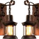 LightInTheBox Rustic Wall Sconces, Vintage Wall Sconce, Rustic Light Fixtures, Farmhouse Antique Wooden Wall Lamp for Aisle, Vanity Mirror, Hallway, Bedroom Bedside, Bar (2 Pack)