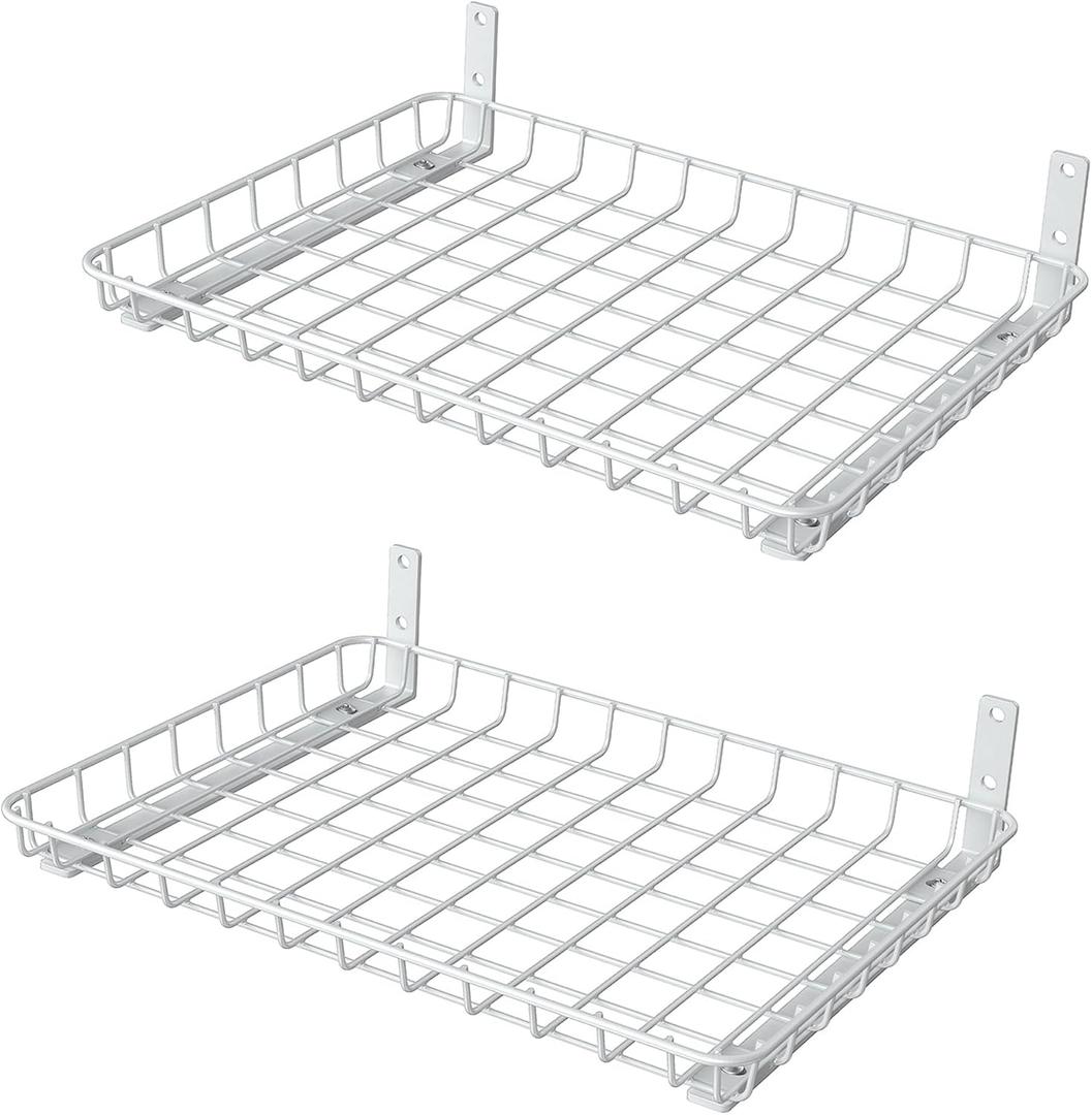 WALMANN Wall Shelves, 12 * 18 inch Wall-Mounted Storage Shelves for Garage, Closet, Laundry Room, Heavy Duty Wall Shelving, Holds Up to 60 lbs(Pack of 2, White)
