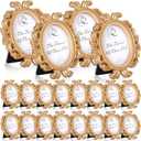 Vicenpal 20 Pieces Mini Gold Picture Frames 3.2 x 4 Inch Vintage Small Antique Resin Baroque Picture Frames Bulk Oval Hanging Display for DIY Jewelry Gifts Christmas Wedding Decor