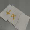 TALPGOD 4 Pcs Altar Supplies Linen Corporal for Churches Set(Pall, Corporal, Purificator, Towel), White Linen Altar Cloth Gold Cross Embroidery, Mass Kit Catholic for Priest