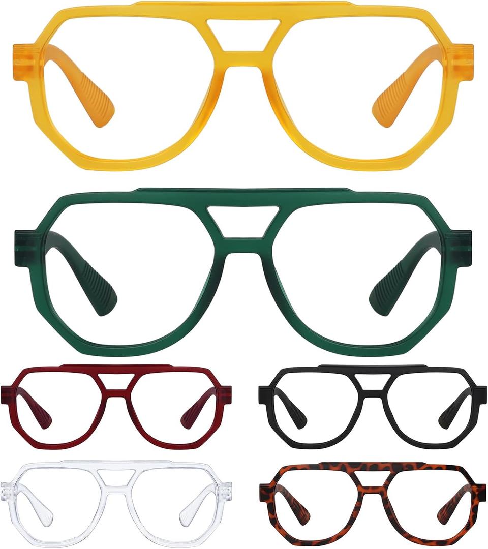 Eyekepper Metalless Screwless Spring Hinge Reading Glasses for Women - 6 Pack Oversize Pilot Readers +1.00 (6 Pack Mix Color-r2309)