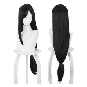 Black Adult Wig Women Long Synthetic Hair with Bangs for Halloween