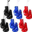 Maitys 12 Pcs Mini Boxing Gloves for Car Mirror Hanging Punching Gloves Boxing for Hanging Bag Accessories Gifts for Christmas Party Ornament Decoration (4 Inch, Black, Blue, Red)