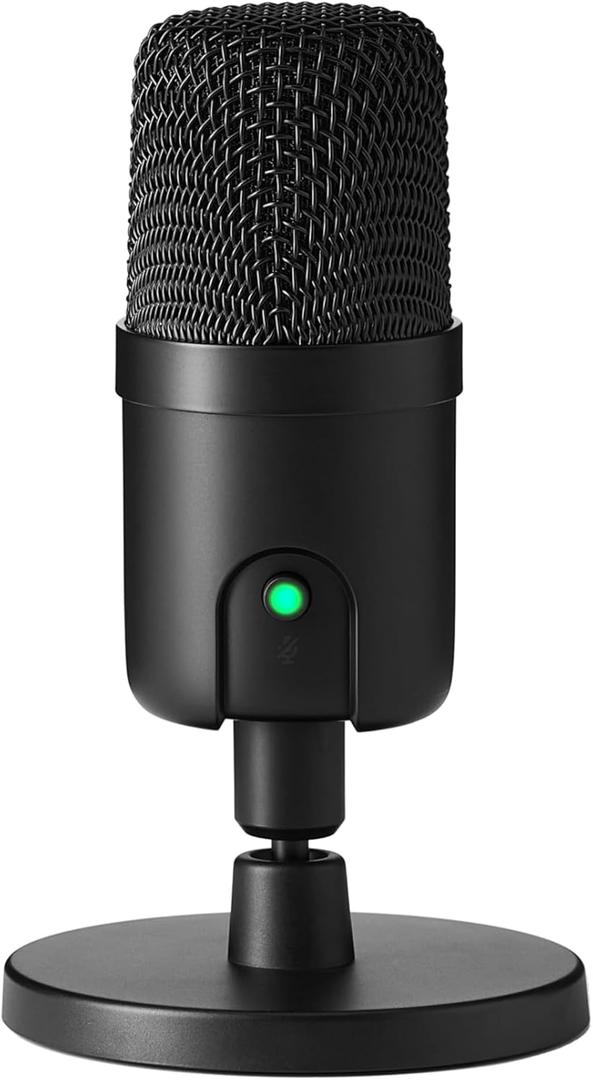 Amazon Basics USB Condenser Microphone for Streaming, Recording, and Podcasting on PC, Plug and Play, Cardioid Pickup, Adjustable Stand with 360 Rotation, Clear Sound, 5.8 x 3.4 inches, Black