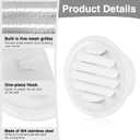 Gisafai 2 Pcs Round Soffit Vent Cover 4 Inch Stainless Steel Louvered Grille Metal Air Vent Covers with Built in Fly Screen Mesh for HVAC Ventilation House Flat Garage Exterior (White)