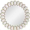 Round Wavy Mirror,24" Scalloped Circle Metal Vanity Bathroom Mirrors