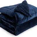 Cottonblue Weighted Blanket 15lbs for Queen Bed, Weighted Blankets for Adults, Fuzzy Soft Sherpa Flannel Throw, Cozy Plush Blanket for Sofa Bed,60 x 80 inches,Navy Blue