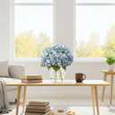 Suncalla 8 Pcs Blue Hydrangea Artificial Flowers 18 Inch Valentines Faux Hydrangea Flowers with Stems Fake Bouquet Bulk Realistic Floral for Spring Summer Wedding Home Table Indoor Decoration