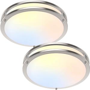 36W LED Ceiling Lights 3600lm Super Bright, Dimmable Flush Mount Light Fixtures 6500K/5000K/4000K/3000K/2700K Adjusted Modern Ceiling Lights 2PACK, 13 Inch Ceiling Lamps for Bedroom Kitchen, Nickel