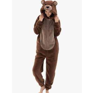 Snug Fit Unisex Adult Onesie Pajamas, Flannel Cosplay Animal One Piece Halloween Costume Sleepwear Homewear Size Large