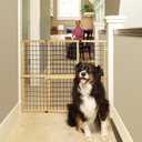 MYPET Extra-Wide Wire Mesh Dog Gate: 29.5-50" Wide. Pressure Mount. No Tools Needed. Puppy Gate 31" Tall, Expandable, Durable Pet Gates for Doorways, Sustainable Hardwood