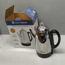 West Bend Electric Percolator Classic Style Coffee Maker with Heat Resistant Handle Base and Detachable Cord with Stainless Steel Stem and Basket, 12-Cup, Silver