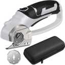 Cordless Electric Scissors, 4V Box Cutter & Cardboard Cutter with Upgrade Blade, LED Light, Safety Lock - Rechargeable Rotary Cutter for Fabric, Leather, Plastic, Sewing, Industrial (Lime Green)