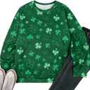 MYHALF St Patricks Day Sweatshirt Women Shamrock Long Sleeve Irish Festival Holiday Tee Short Sleeve Causal Top (M)