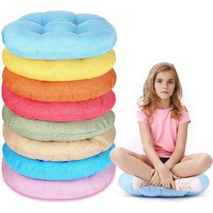 Fumete 8 Pcs 16 Inch Round Floor Cushions for Kids and Toddlers, Flexible Seating Classroom Furniture Floor Pillow for Home, Daycare, Preschool, Yoga and Meditation (Simple)