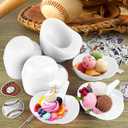 MEEZY 50 Set Baseball Helmet Ice Cream Bowls with 25 Mini Dessert Cups and 25 Spoons, 8oz Reusable Baseball Cap Snack Dessert Cup Bowls Baseball Party Favors for Kids Sports Birthday Party Supplies