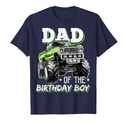 Dad of the Birthday Boy Monster Truck Birthday Novelty Gift T-Shirt, L, Navy Blue