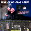 ZMTECH Outdoor Solar Flag Pole Light, Waterproof LED Flag Light with Auto On/Off, Solar Charged, Fits 5-10FT & 1in Diameter FlagPoles, Black