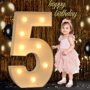 3FT Marquee Numbers, Light Up Numbers 5 for 5th 15th 50th Birthday Decorations, Big Numbers for Party Decorations, Large Light Up Numbers for Party Decor DIY Pre-Cut Foamboad Mosaic Numbers