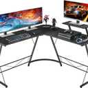 AINGOO L Shaped Desk Corner Desk 50.6 Gaming Desk with Large Monitor Stand Space-Saving Reversible Home Office Workstation, Easy to Assemble, Black