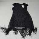 Vijiv 1920's Long Prom Dresses Beaded Sequin Art Nouveau Deco Flapper Dress Pure Black L