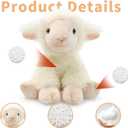 Plush Lamb Sitting Toys Stuffed Animal, Realistic Sheep Stuffed Animal Toy Characters Stuffed Filled in Limbs 8.5 Inch Soft Huggable for Kids with Stuffed Animals Easter Baptism Gift for Girls Boys