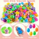 JOYIN 300 Pcs Easter Eggs Bulk with Toys, Assorted Easter Fillers Include 100 Eggs, 100 Toys & 100 Pcs Theme Stickers for Kids Hunt, Basket Stuffers, Party Favors Prize