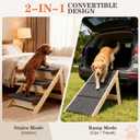 Dog Ramp, Durable Pet Stairs for High Beds, 2-in-1 Foldable Wooden Dog Steps for Couch and Car, Joint-Friendly Stairs for Senior Dogs, Non-Slip Carpeted Pet Steps with High-Weight Capacity