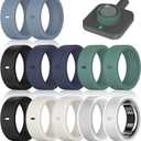 12 Pack Ring Cover Compatible with Oura Ring Gen 4/4 Ceramic, Oura Ring Gen 3 Horizon/Heritage, Support Charging with Cover on, Anti-Scratch Elastic Silicone Ring Protector for Men Women Working Out (M for 8/9/10/11, 2Black+2Clear+2Star+2Cactus+2Blue+2NavyBlue)