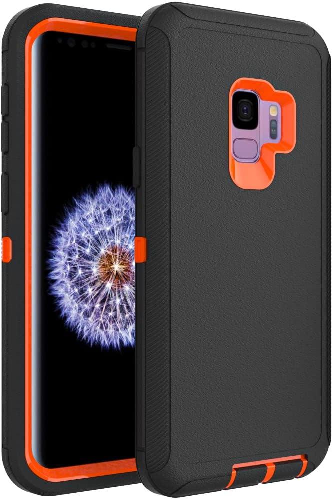 Case for Galaxy S9, Heavy-Duty Tough Rugged Shockproof Drop Protective Cover Cases for Samsung Galaxy S9, Black/Orange Case for Galaxy S9, Heavy-Duty Tough Rugged Shockproof Drop Protective Cover Cases for Samsung Galaxy S9, Black/Orange