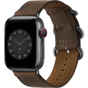 Vintage Leather Bands Compatible with Apple Watch Band 38mm 40mm 41mm 42mm 44mm 45mm 46mm 49mm, Genuine Leather Retro Strap Compatible for Men Women iWatch Ultra SE Series 11/10/9/8/7/6/5/4/3/2/1