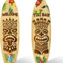 2 PCS Tiki Bar Surfboard Yard Signs Surfboard Beach Signs with Stakes Hawaiian Luau Party Decoration Summer Theme Decor for Tiki Bar Beach Outdoor