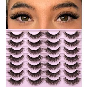 Kiromiro False Eyelashes Natural Look Wispy Faux Mink Lashes Soft 14mm Cat Eye Short Strip Lashes Pack