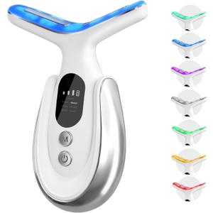 Neck Face Massager, 7-in-1 Portable Facial Massager for Enhanced Face, Neck and Shoulder Care with Vibrating and Warming FunctionWhite