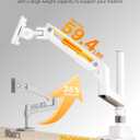 monTEK Heavy-Duty Single Monitor Arm for 17-57 inch, up to 59.4lbs Ultrawide Screens,Gas Spring Dual Curved Adjustable Monitor Stand for Desk,75/100mm VESA Mount with USBWhite