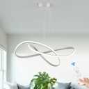 Modern Chandelier Silver D20in LED Pendant Light Fixtures for Kitchen Island, Contemporary Ring Chandelier High Ceiling with Remote Control for Dining Room Living Room Entryway, 3000-6500K, Small